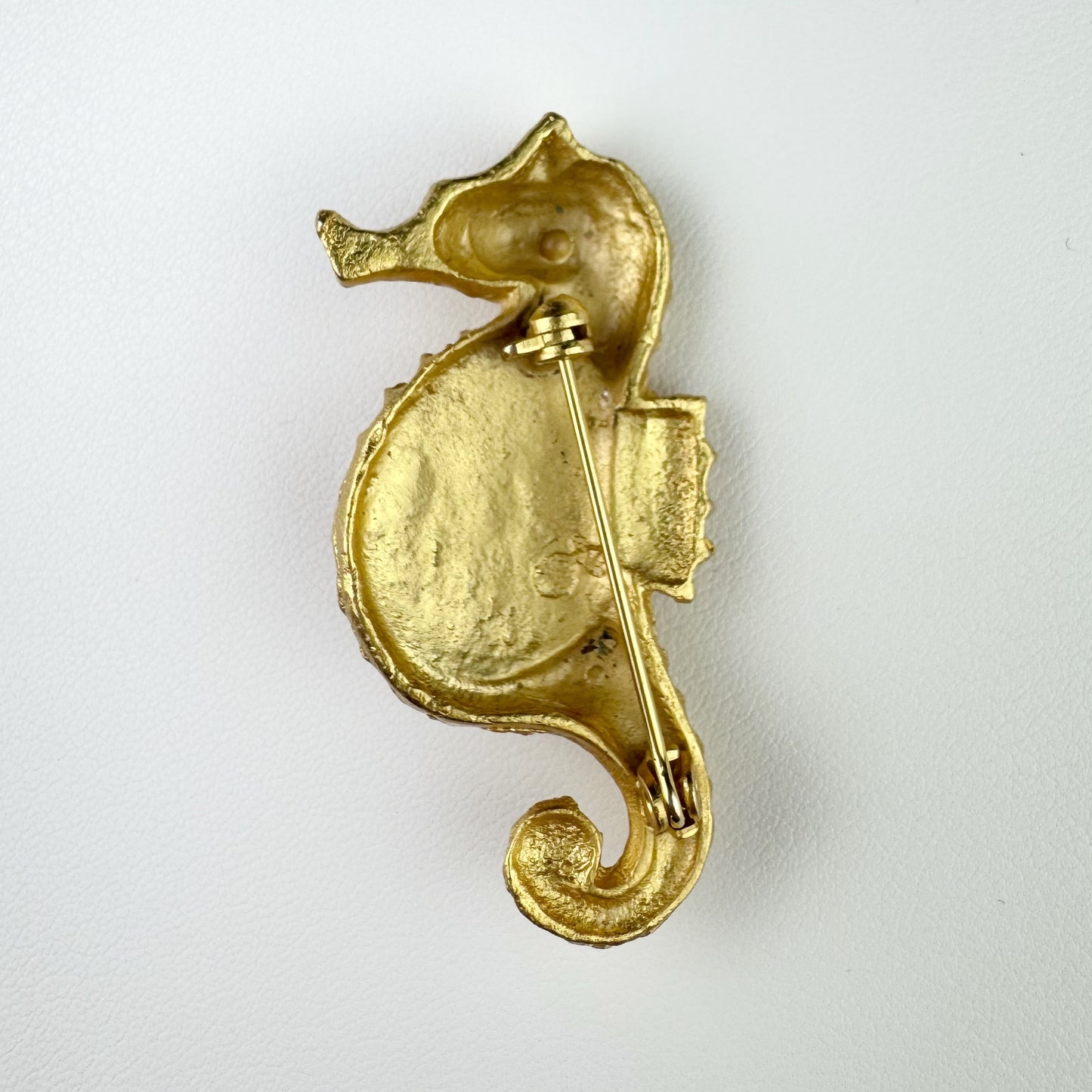 70s/80s Seahorse Brooch with Stone Belly