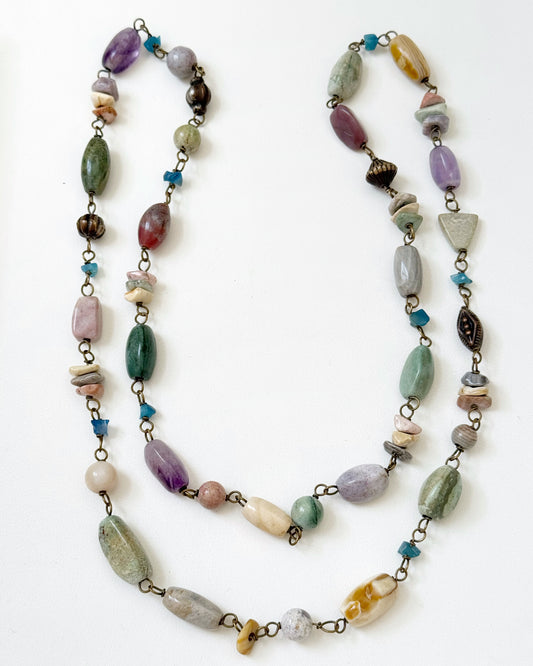 60s/70s Genuine Stones Long Necklace