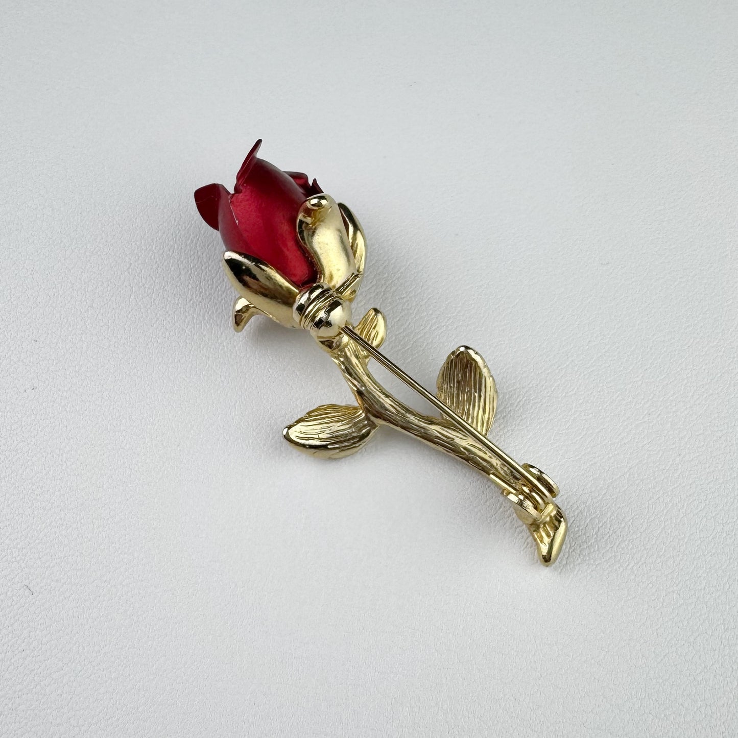 50s/60s Red Stem Rose Brooch