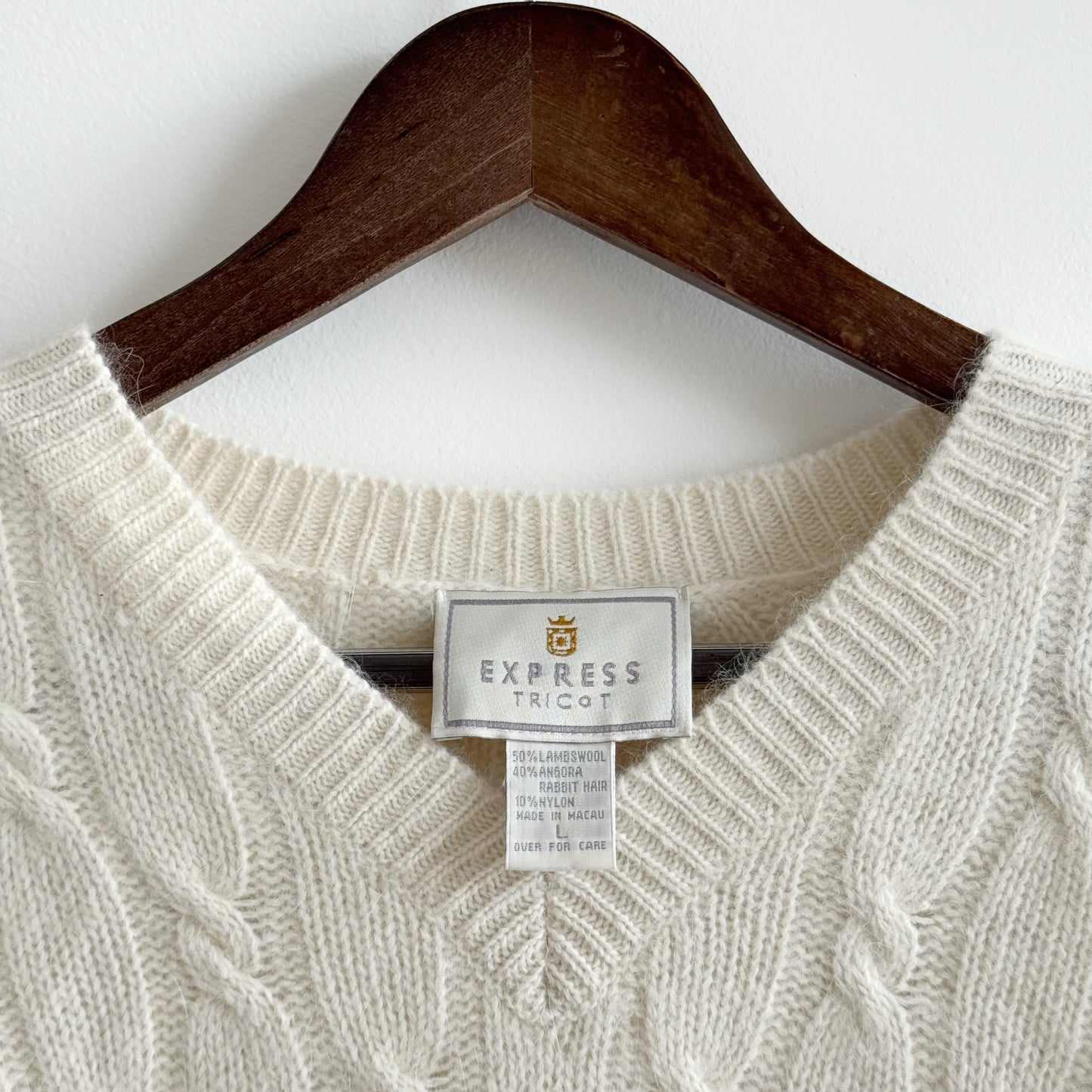 Vintage Express Wool Angora Cable Knit Sweater