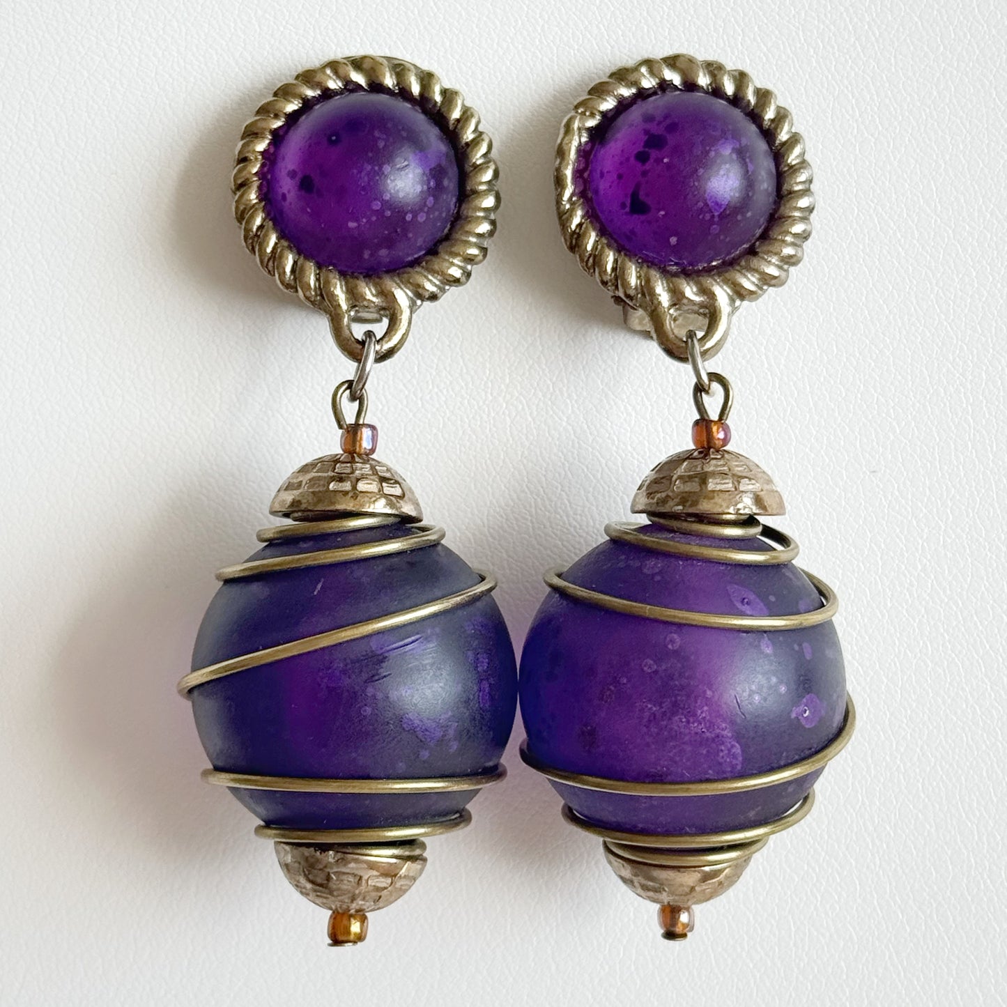 Royal Purple Clip Earrings