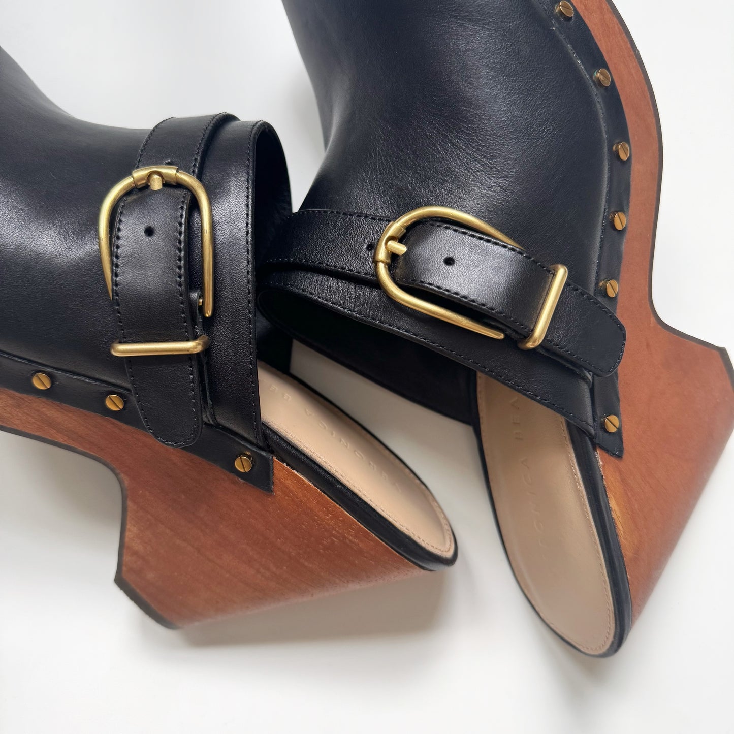 Veronica Beard “Hendrix” Leather Studded Clogs (9.5)