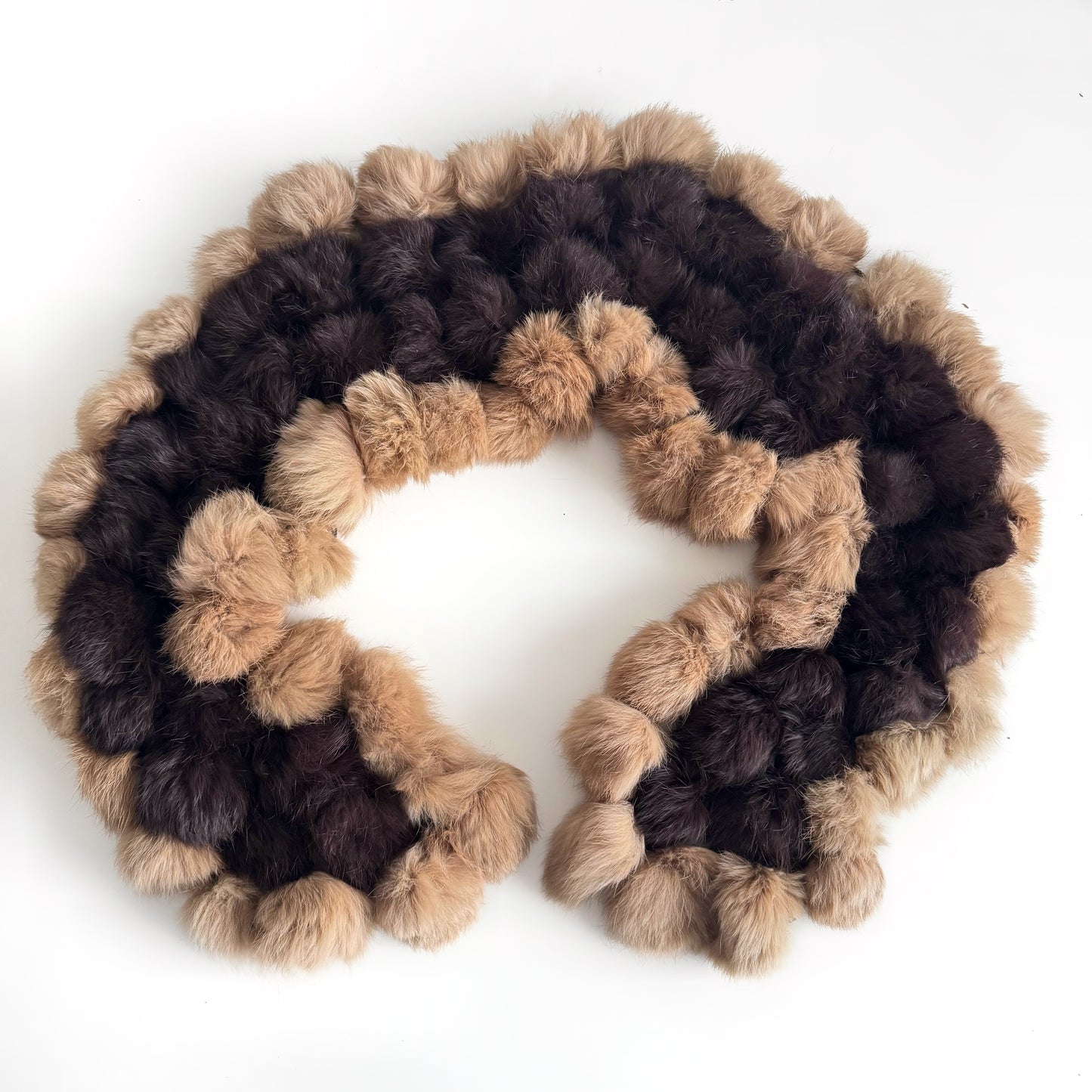 Genuine Fur Tan and Chocolate Brown Stole