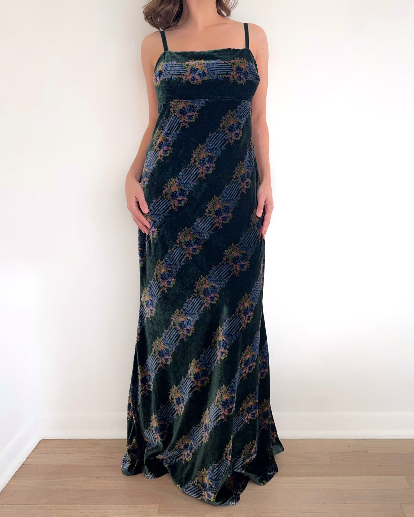 Free People “Juliet” Velvet Floral Maxi Dress