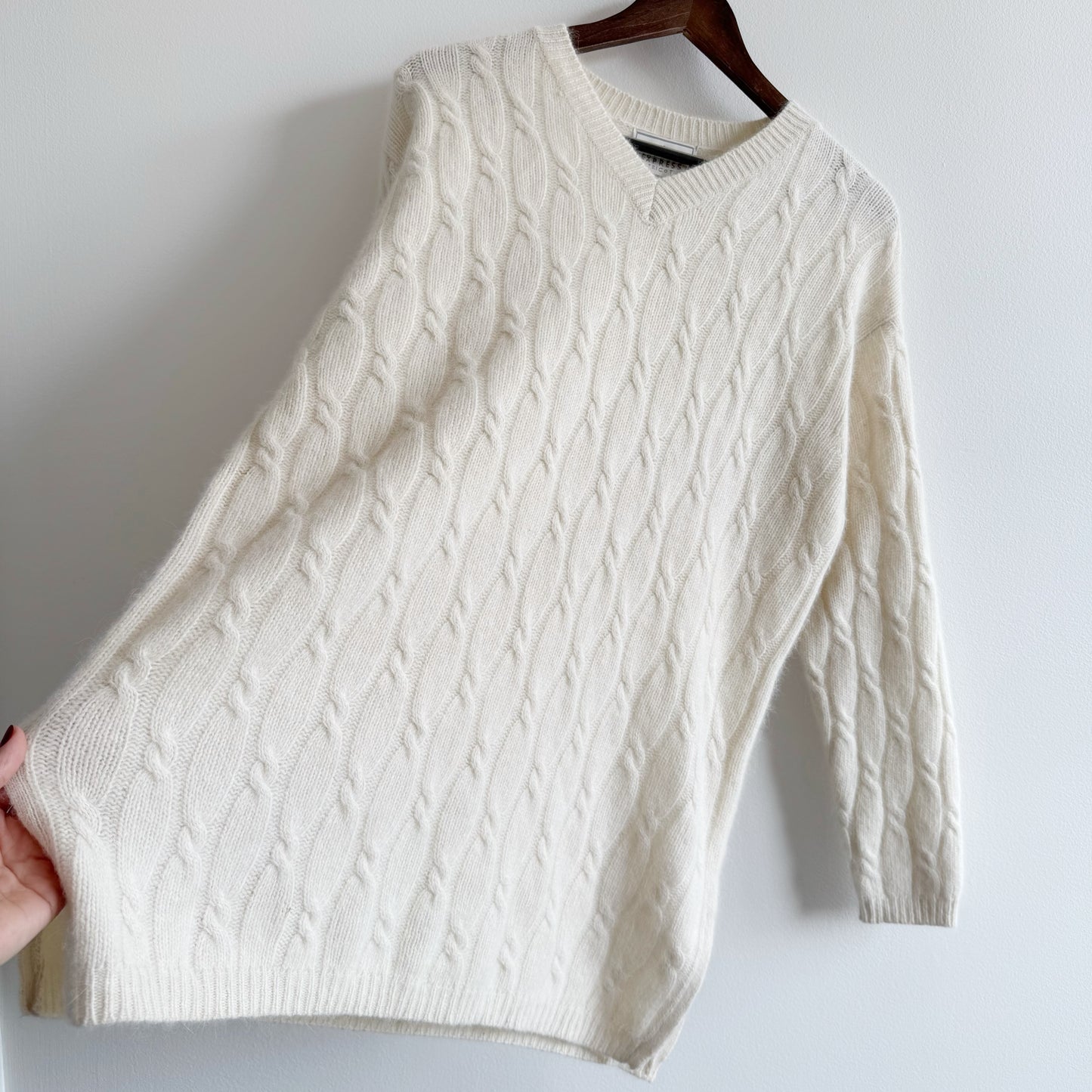 Vintage Express Wool Angora Cable Knit Sweater