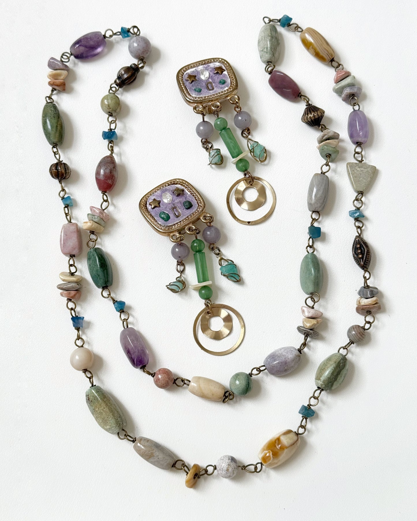 60s/70s Genuine Stones Long Necklace