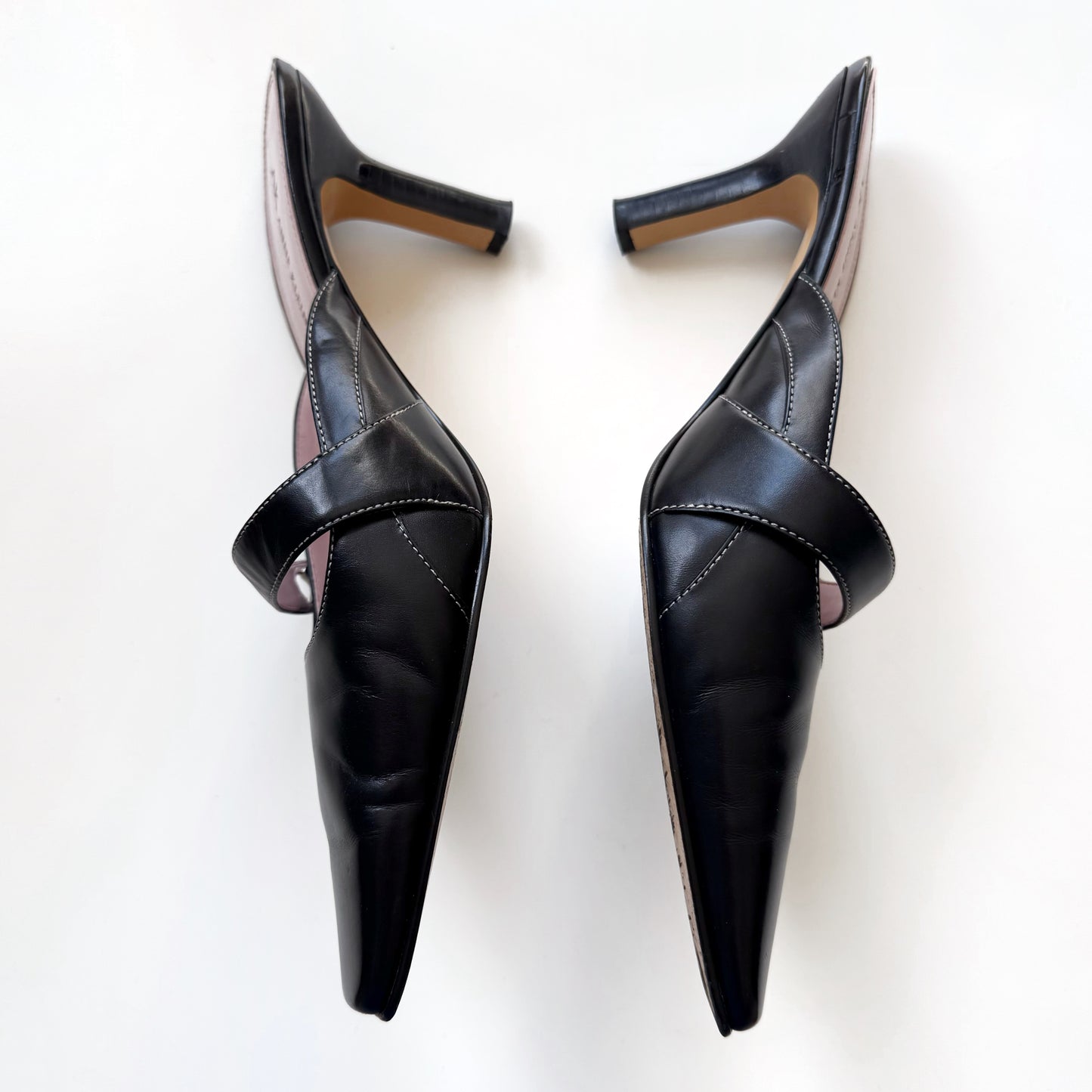Vintage 2000s Anne Klein Leather Mule Heels (9)