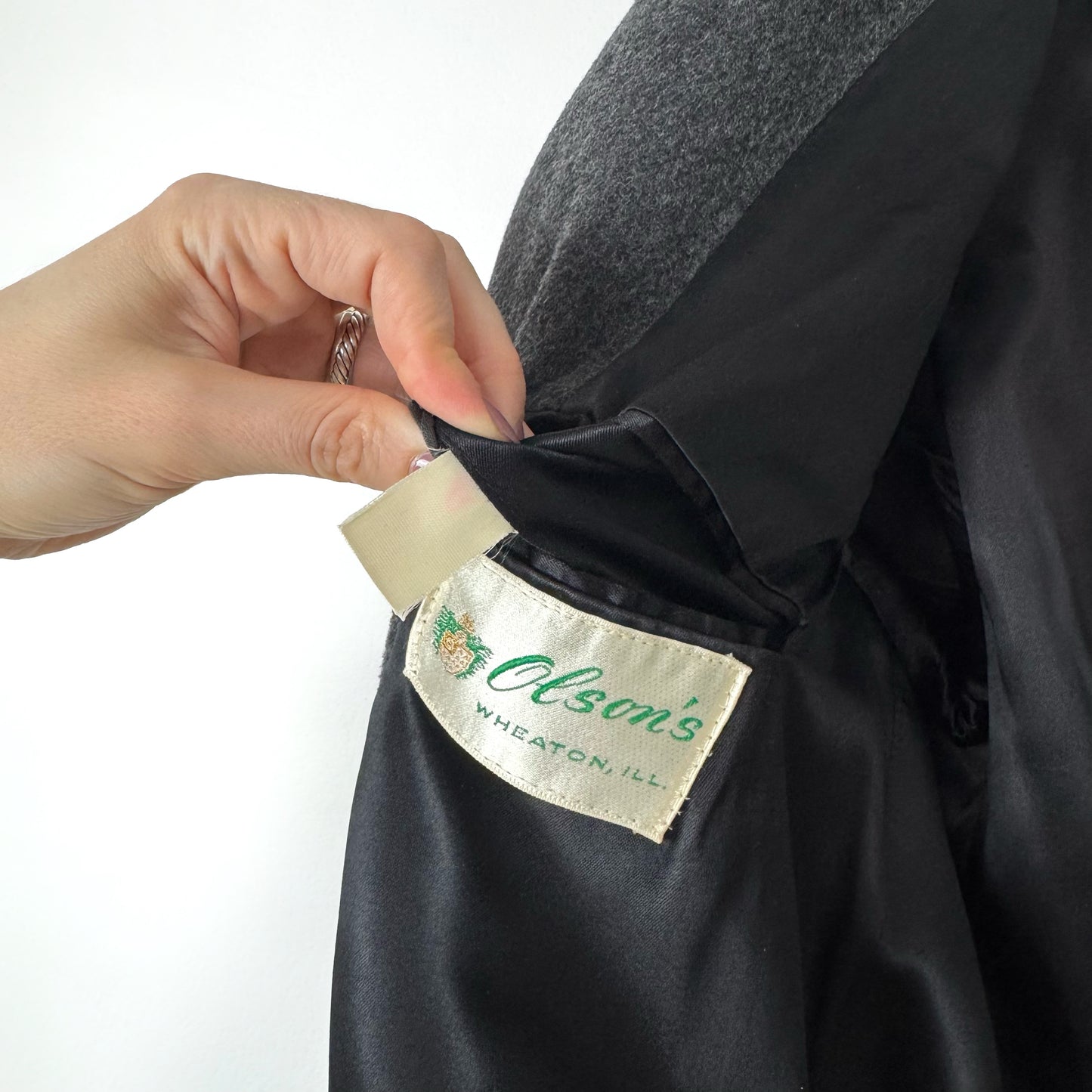 50s Structured Wool Top Coat in Charcoal