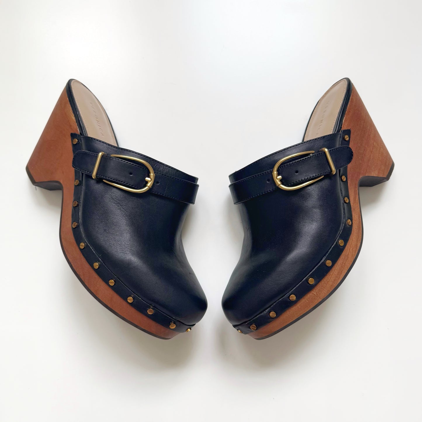 Veronica Beard “Hendrix” Leather Studded Clogs (9.5)