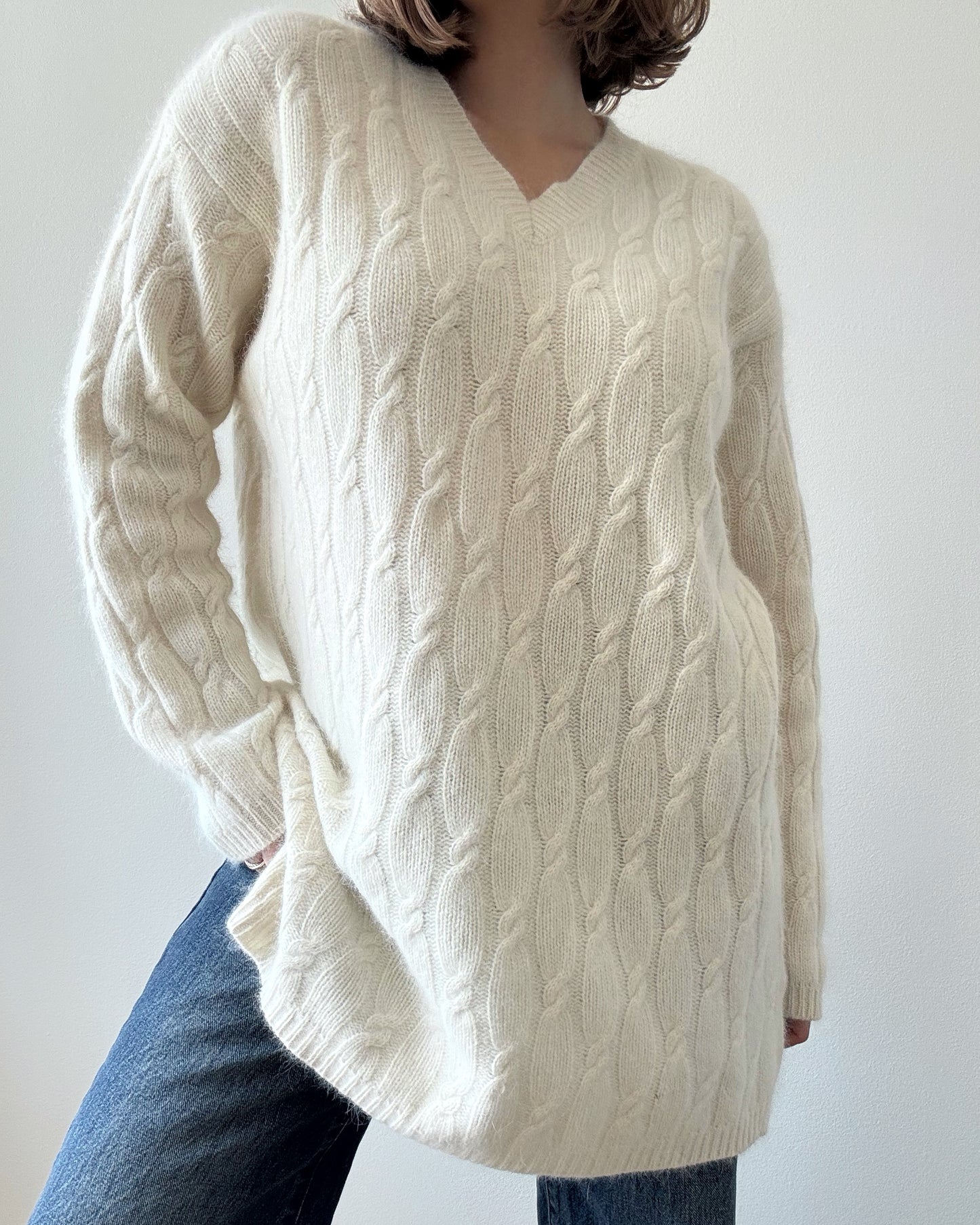 Vintage Express Wool Angora Cable Knit Sweater