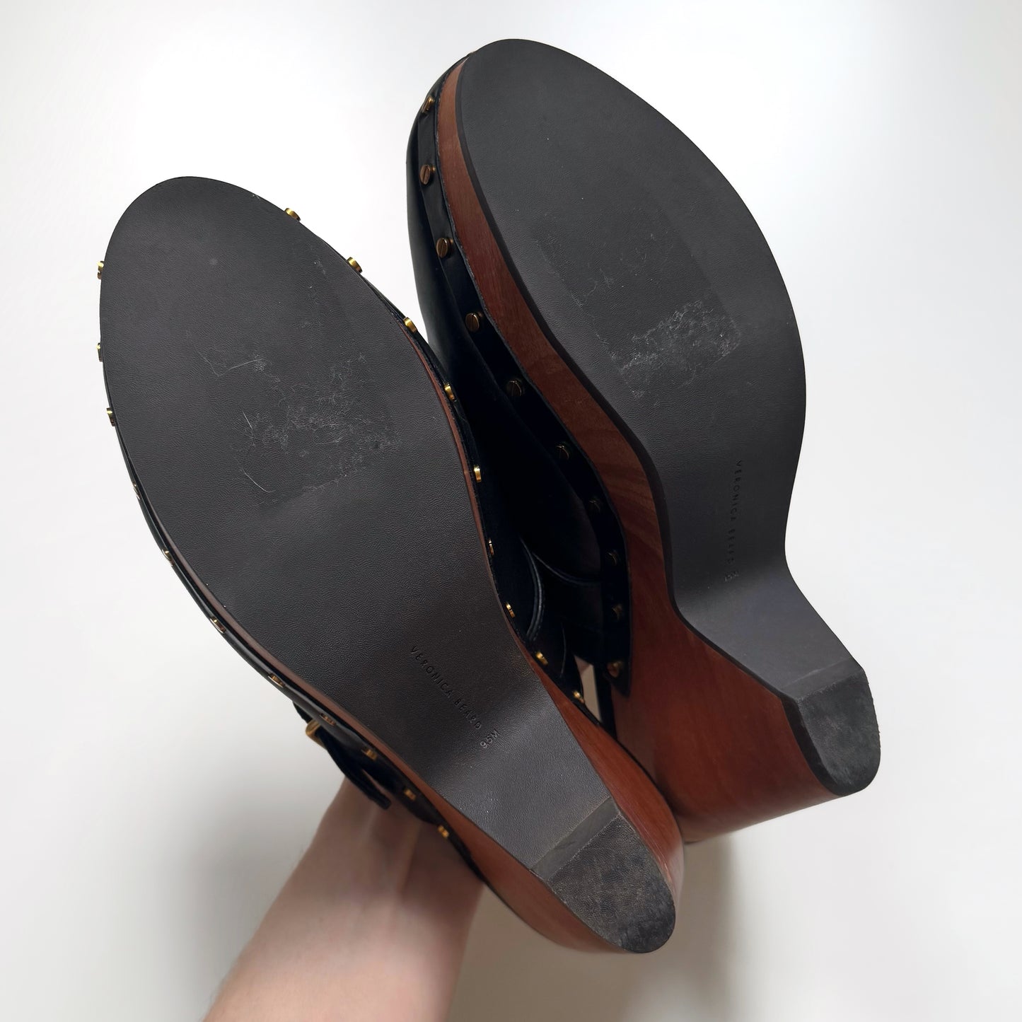 Veronica Beard “Hendrix” Leather Studded Clogs (9.5)