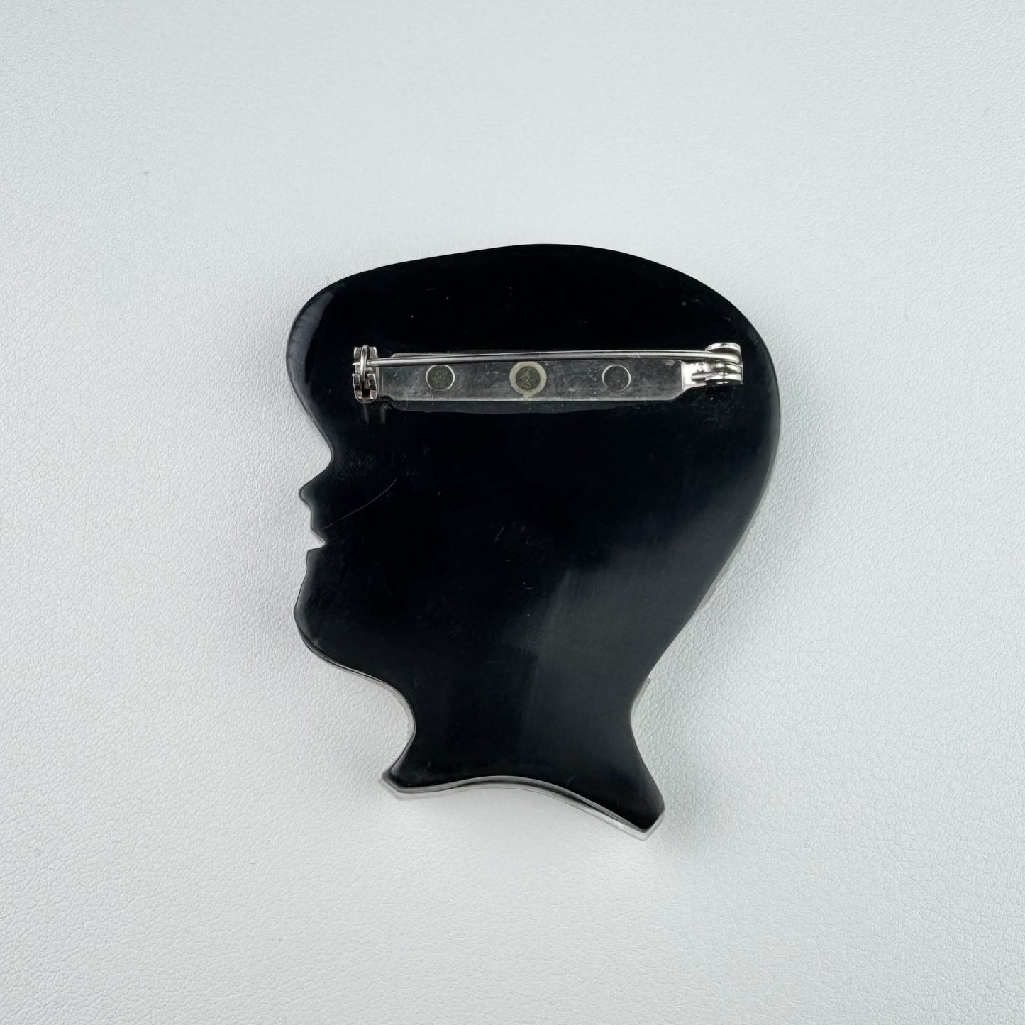 80s “Lee Sands” Art Deco Flapper Lady Brooch Mother of Pearl