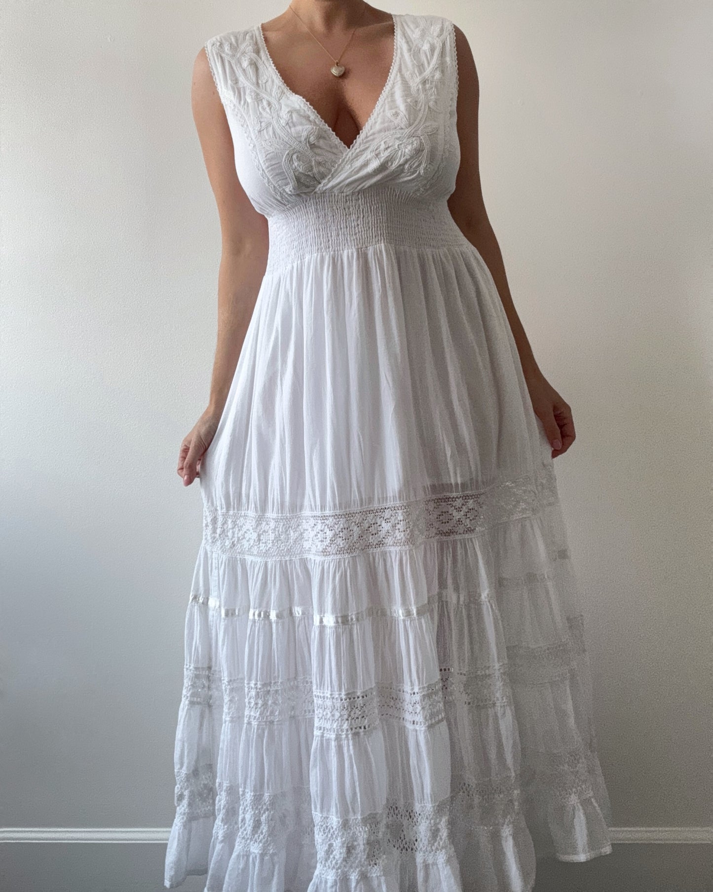 Cotton Eyelet Lace Prairie Dress