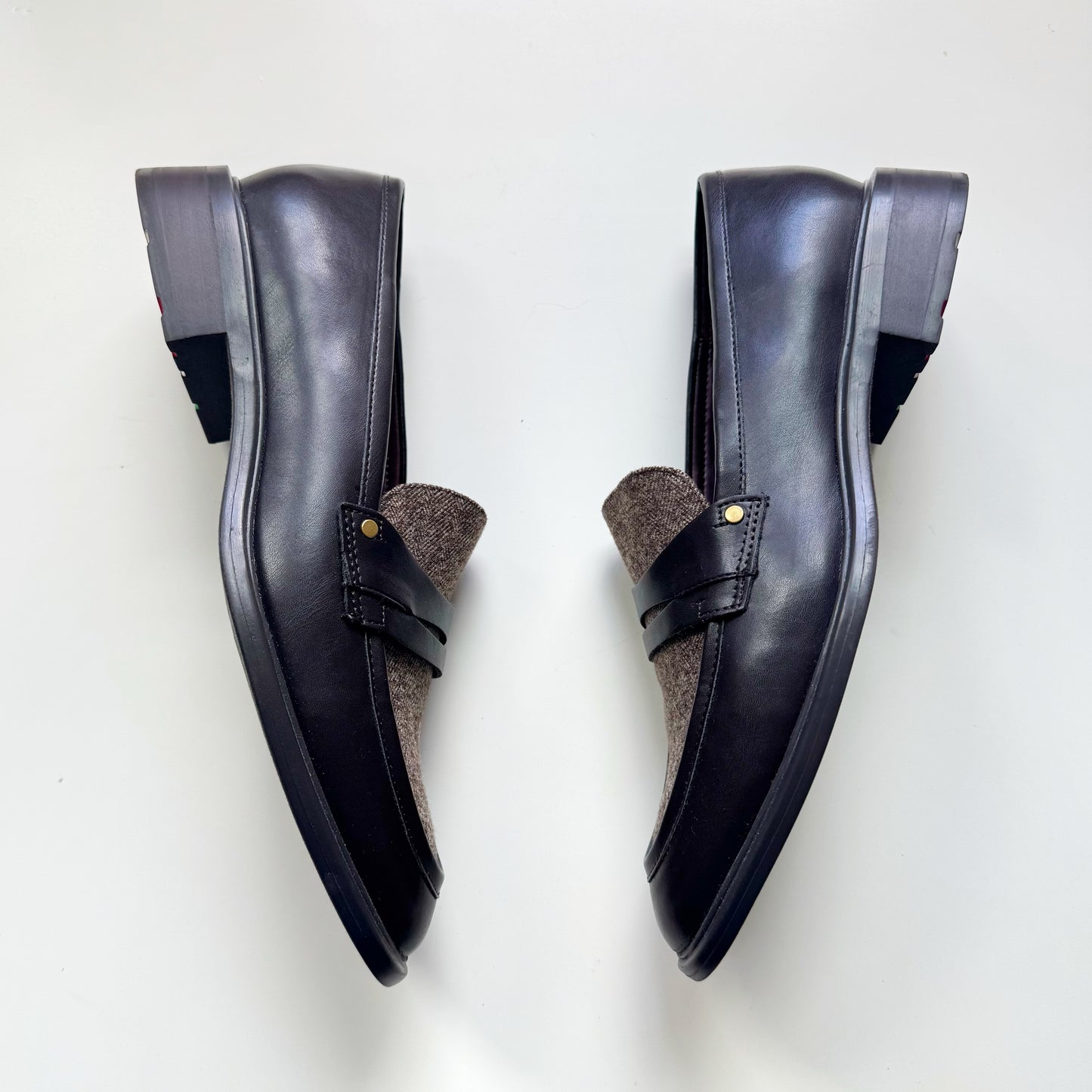 Franco Sarto “Edith 2” Herringbone Chocolate Brown Leather Loafers