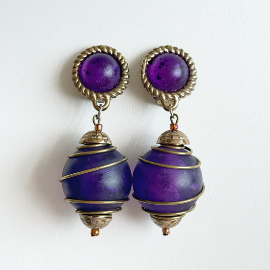 Royal Purple Clip Earrings