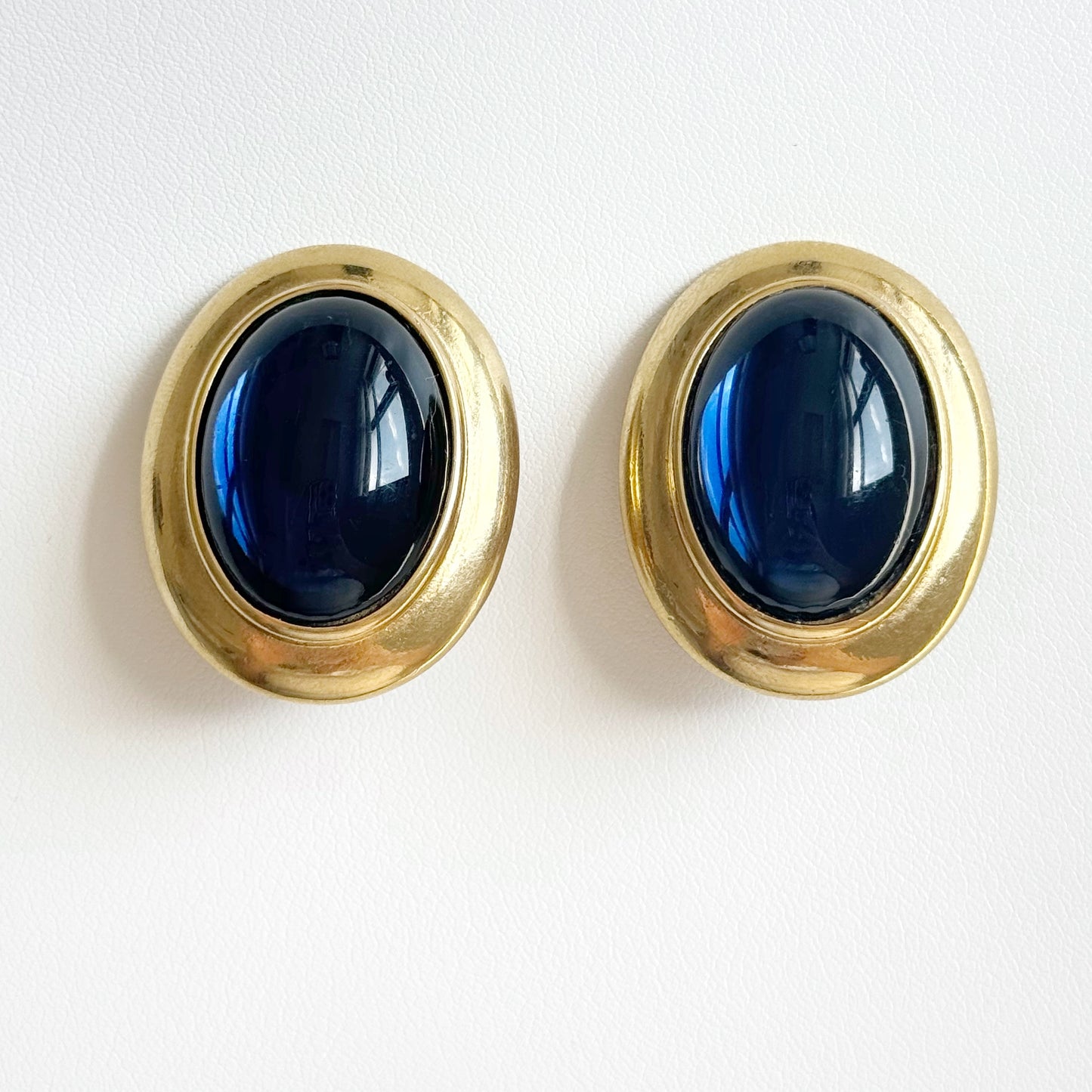Monet Cobalt Blue Oval Clip Earrings