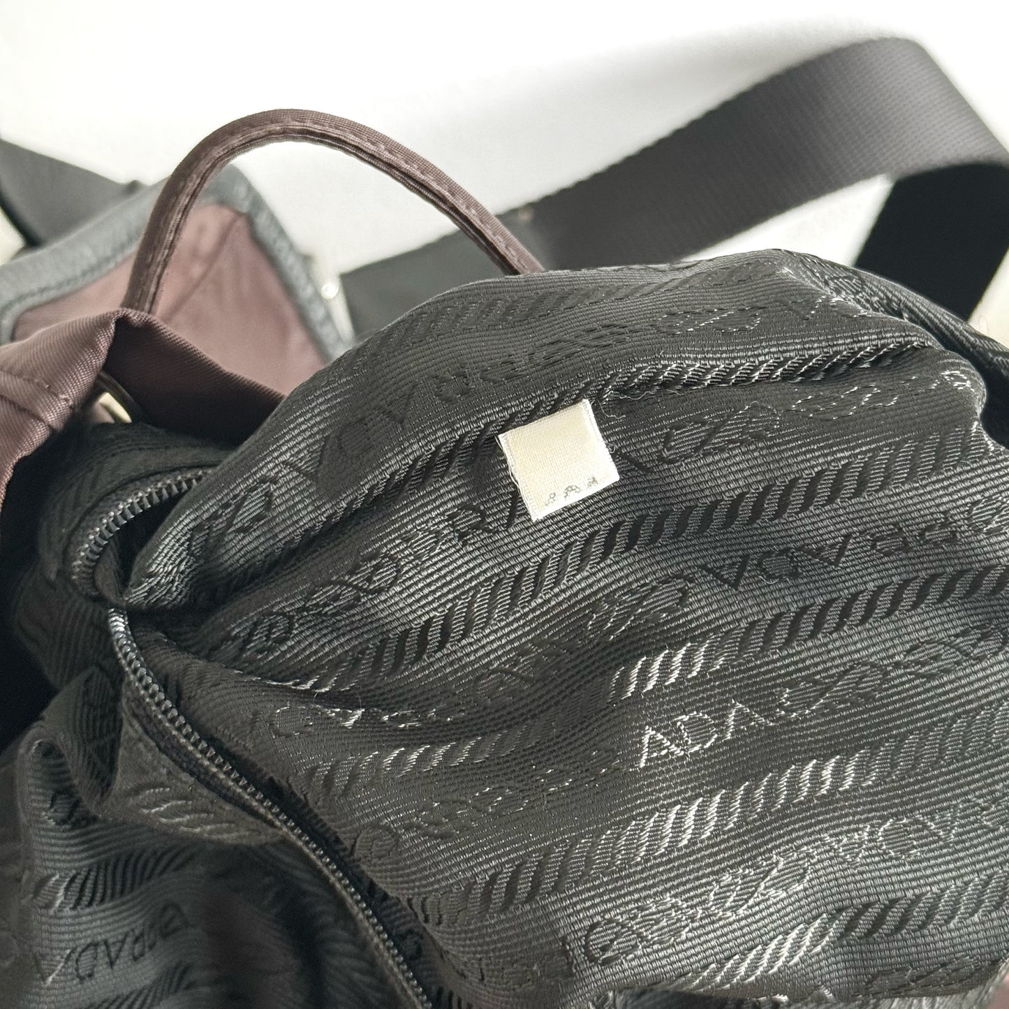 Prada Tessuto Nylon Small Backpack Triangle Logo Chocolate Brown