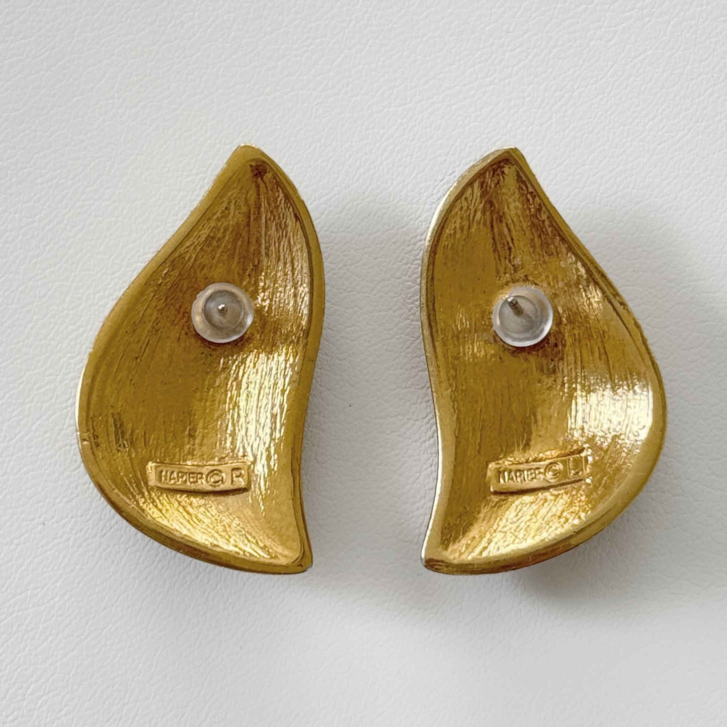 Vintage "Napier" Gold-tone Black Enamel Earrings