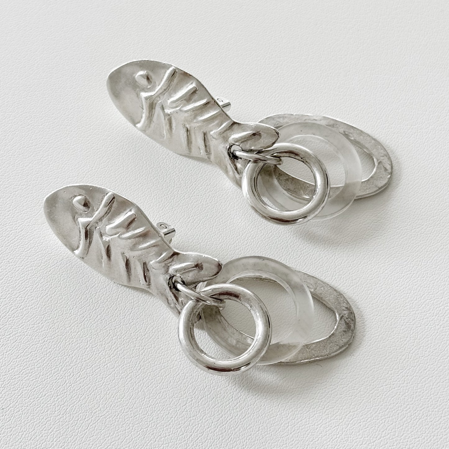 Vintage "Norma Jean" Silver tone Fish Earrings