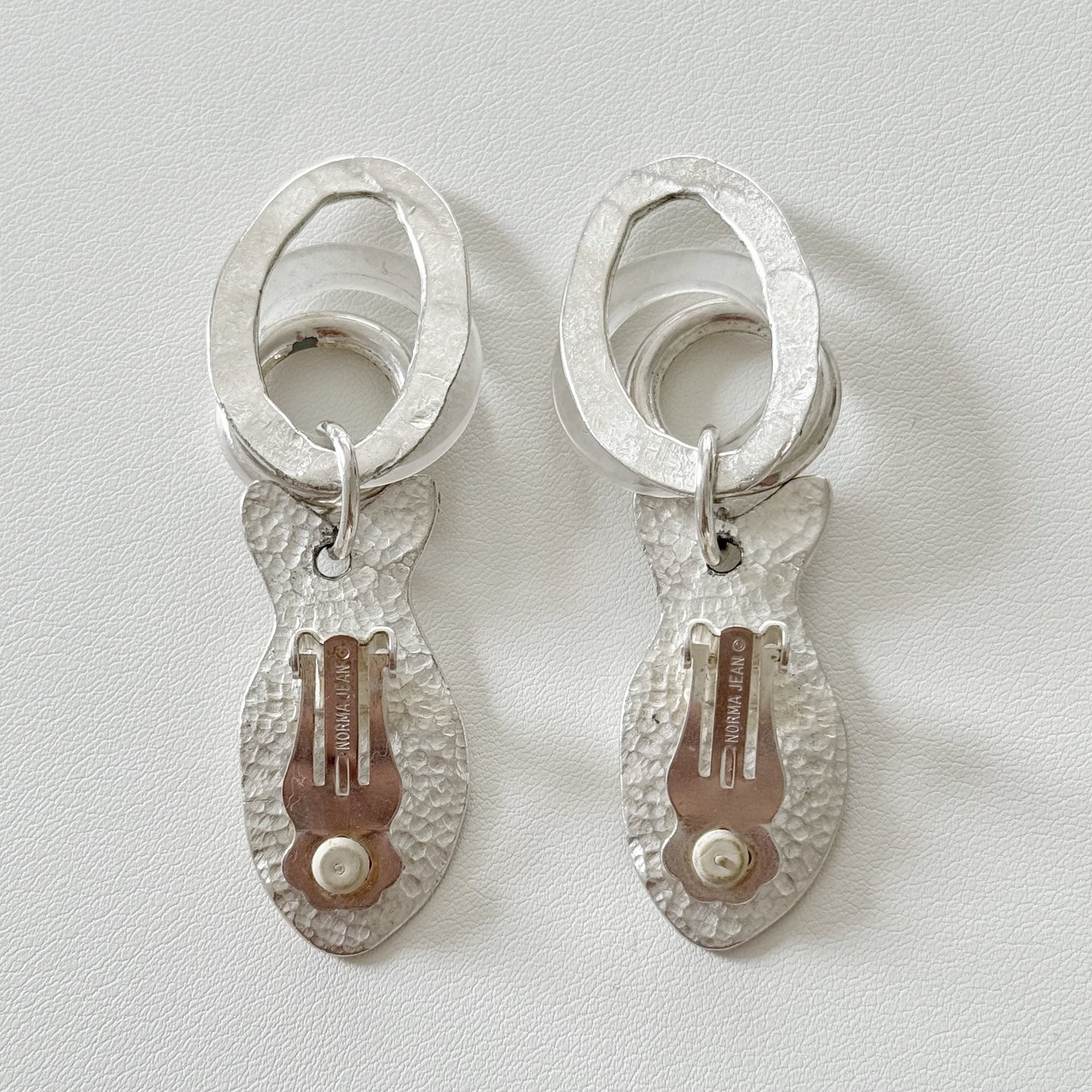 Vintage "Norma Jean" Silver tone Fish Earrings