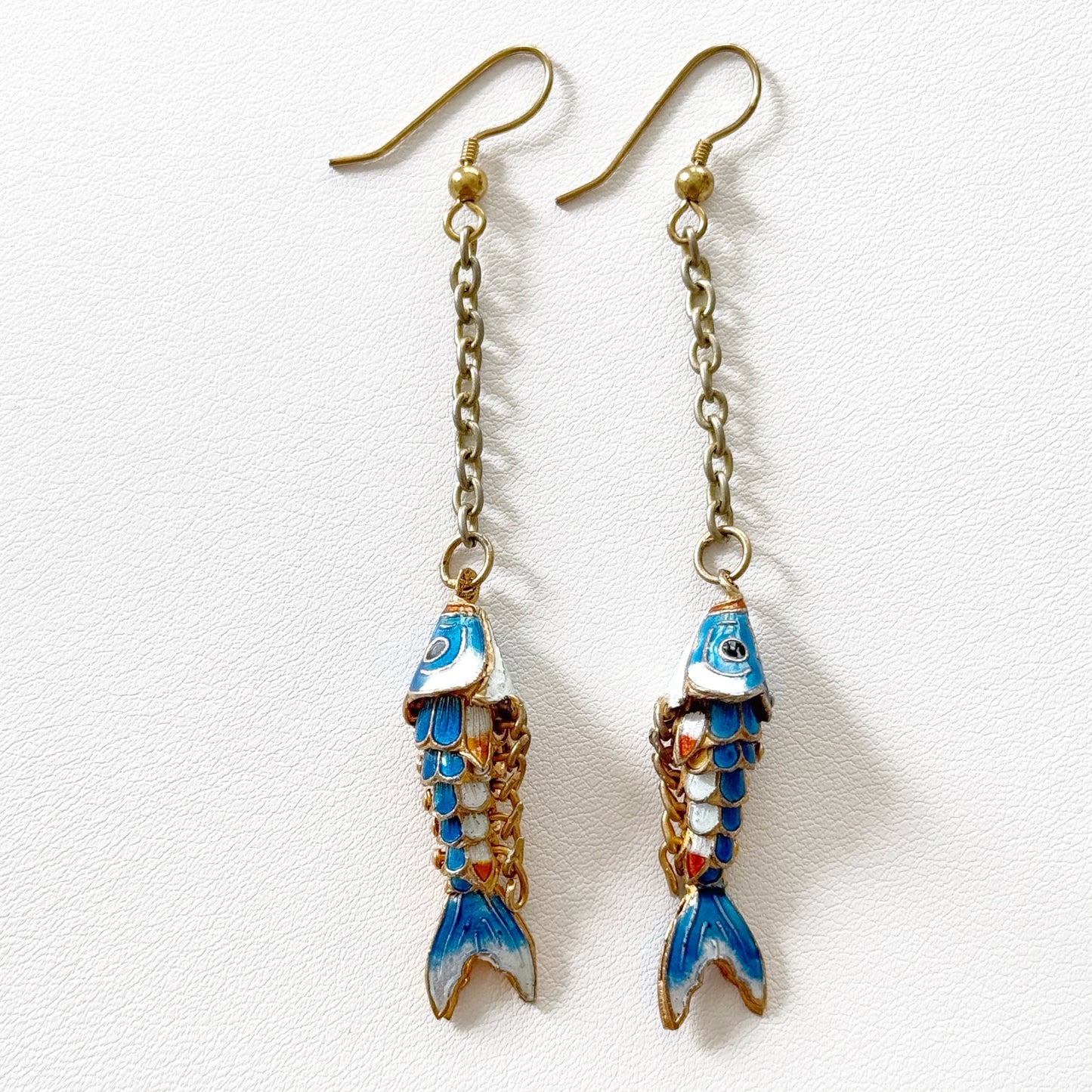 Vintage Articulated Colorful Koi Fish Earrings