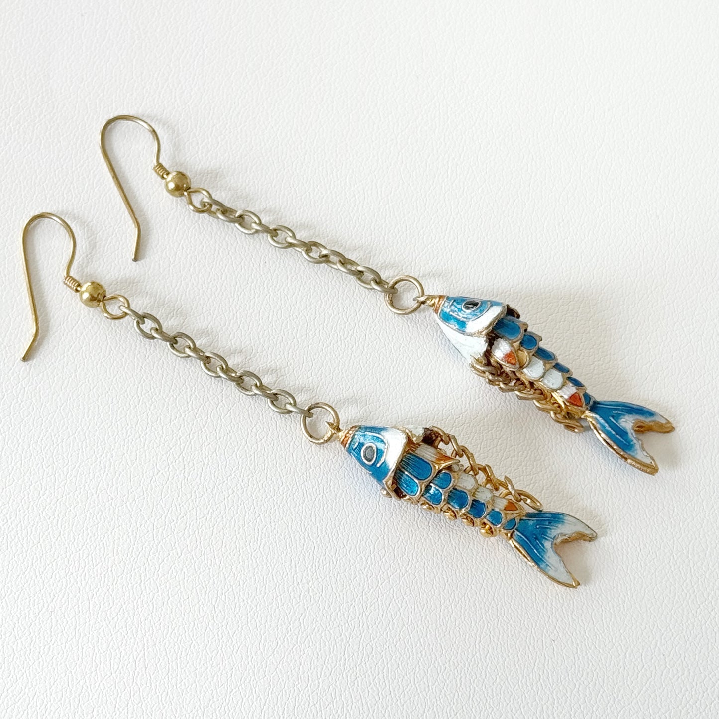 Vintage Articulated Colorful Koi Fish Earrings