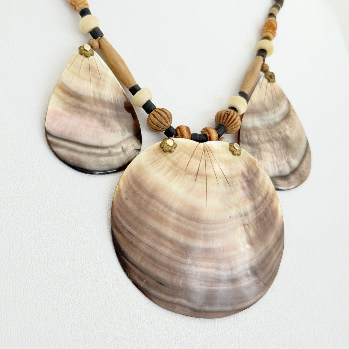 Vintage Triple Abalone Shell Puka Necklace