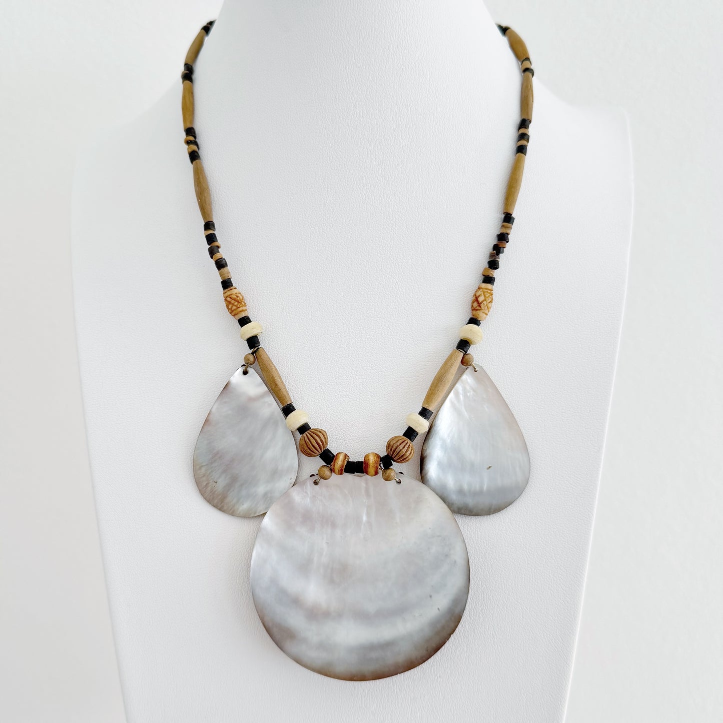 Vintage Triple Abalone Shell Puka Necklace