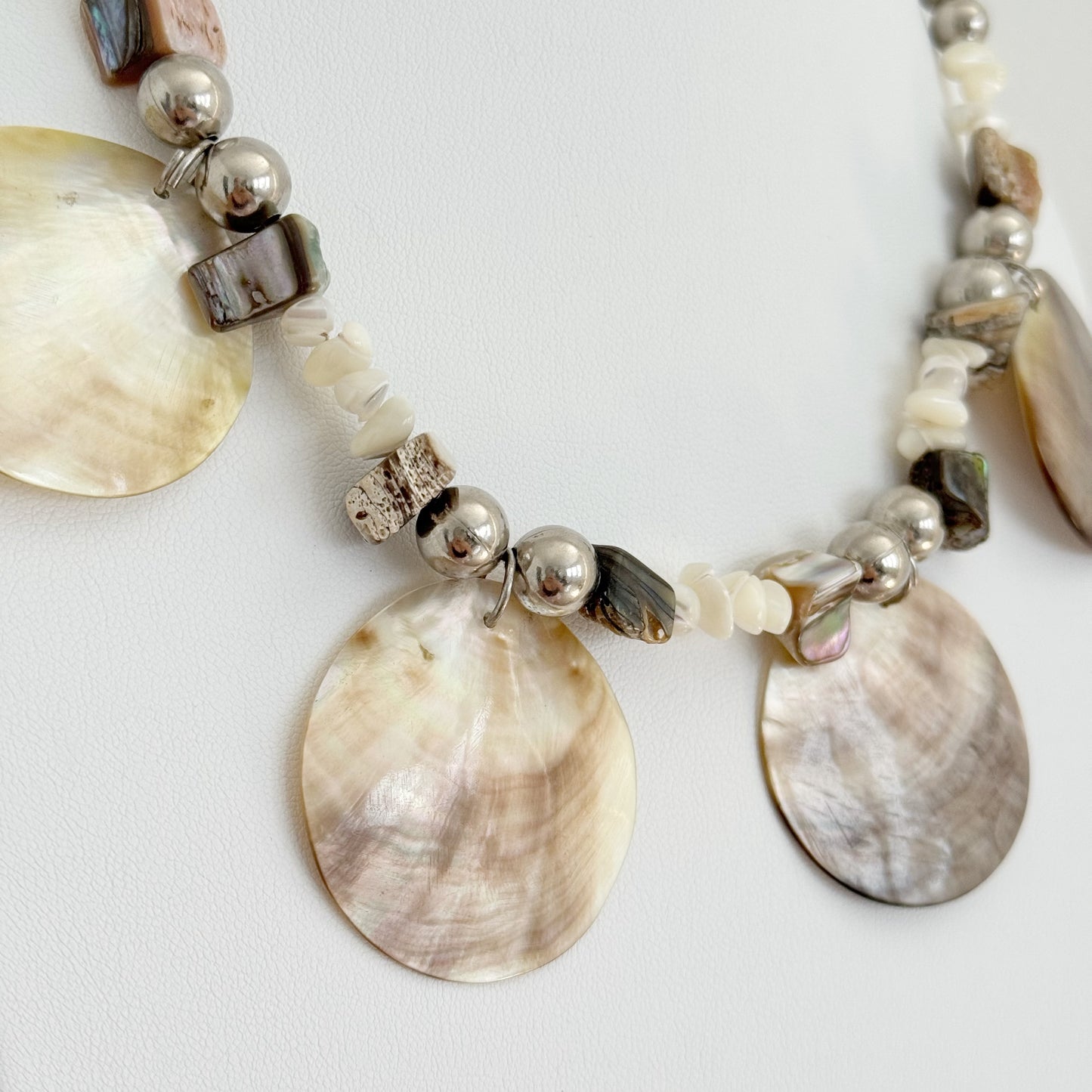 Vintage Abalone Shell Silver tone Necklace
