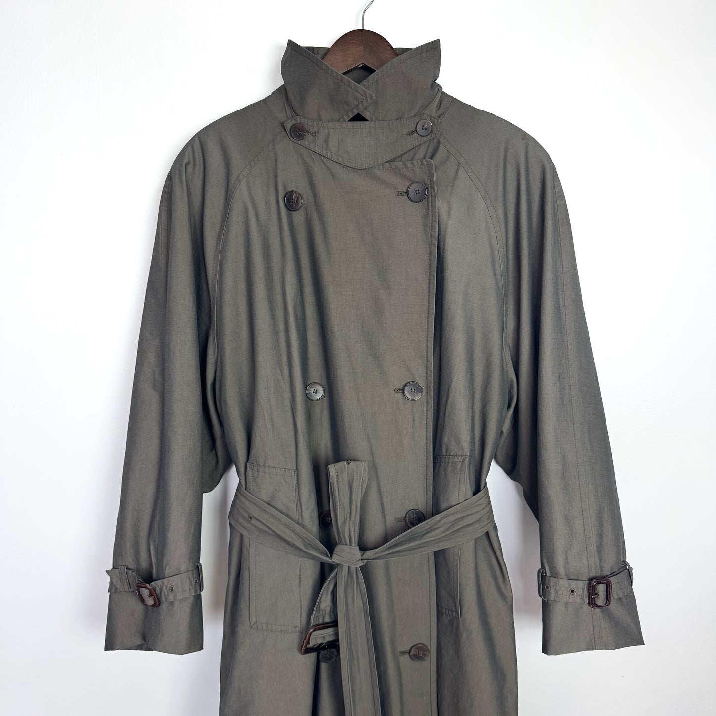 80s Trench Coat in Putty with Funnel Neck