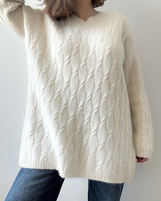 Vintage Express Wool Angora Cable Knit Sweater