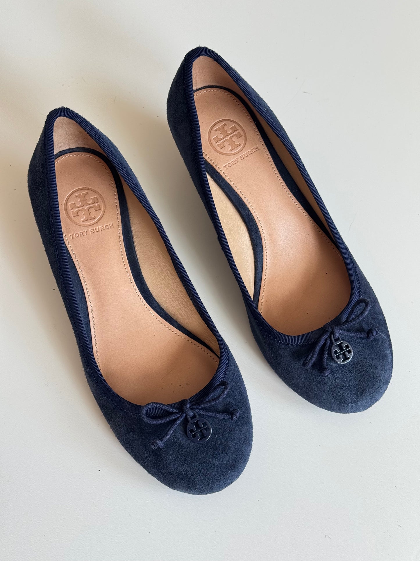 Tory Burch “Chelsea” Suede Wedges in Navy (6.5)