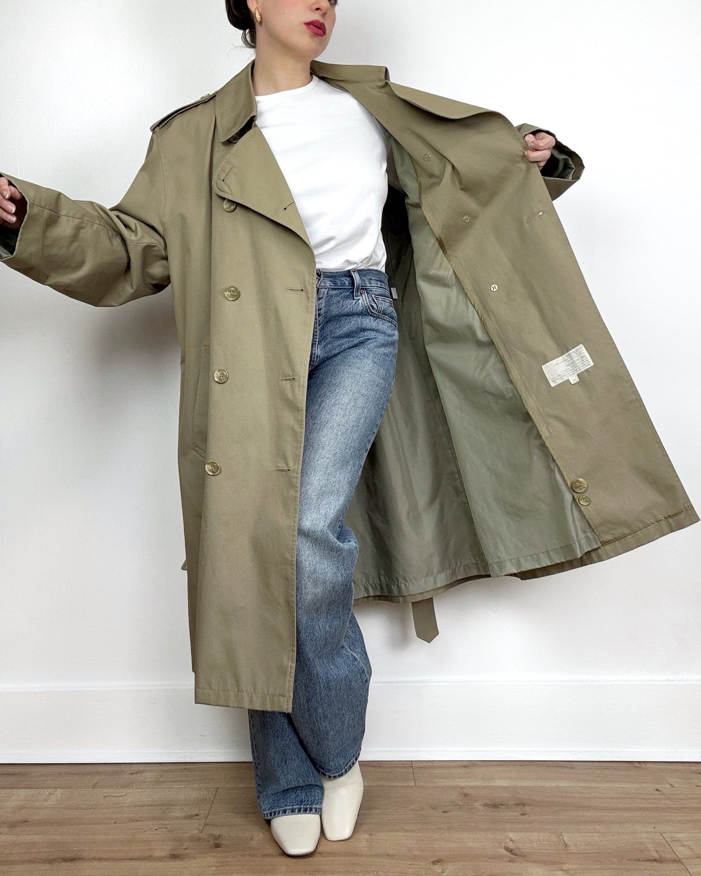 90s Minimal Trench Coat in Tan