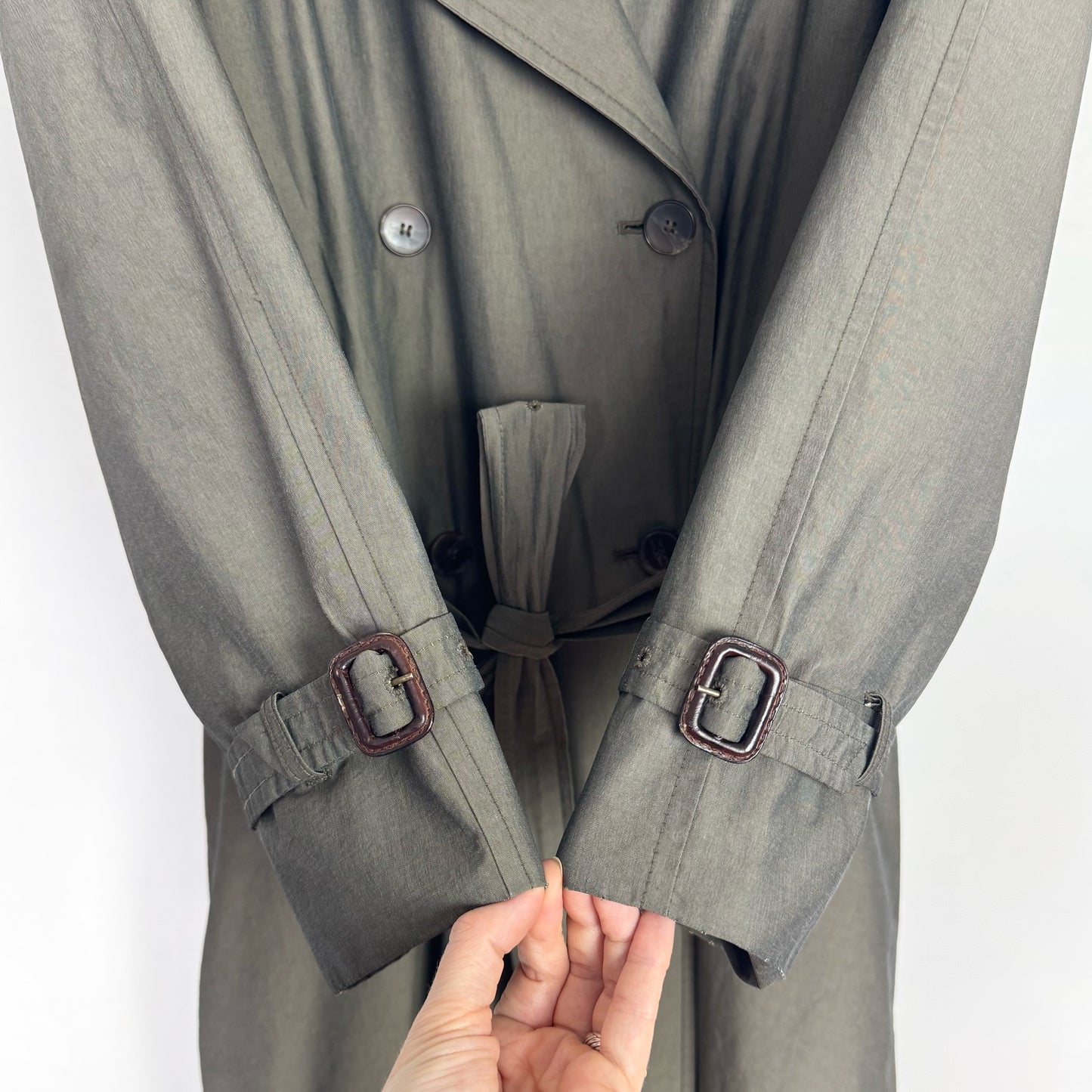 80s Trench Coat in Putty with Funnel Neck