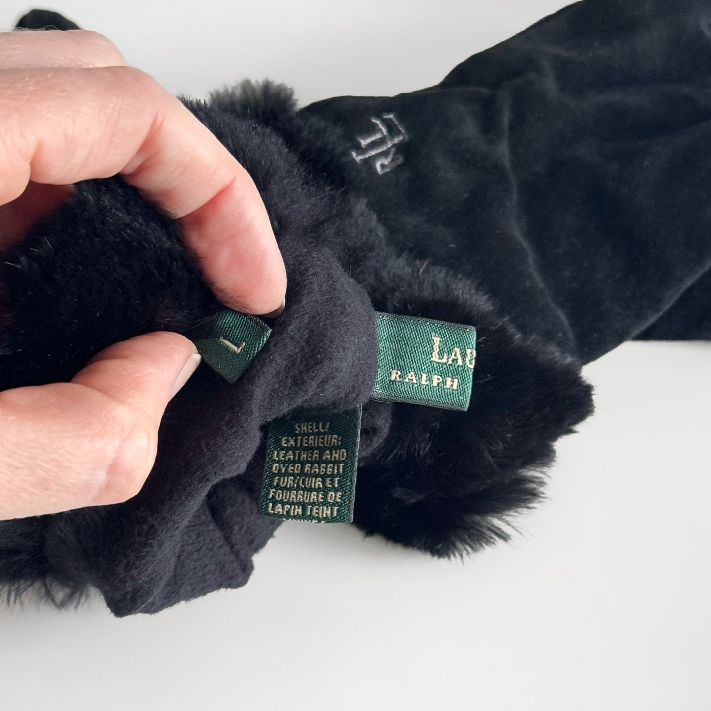 Lauren Ralph Lauren Suede Black Gloves