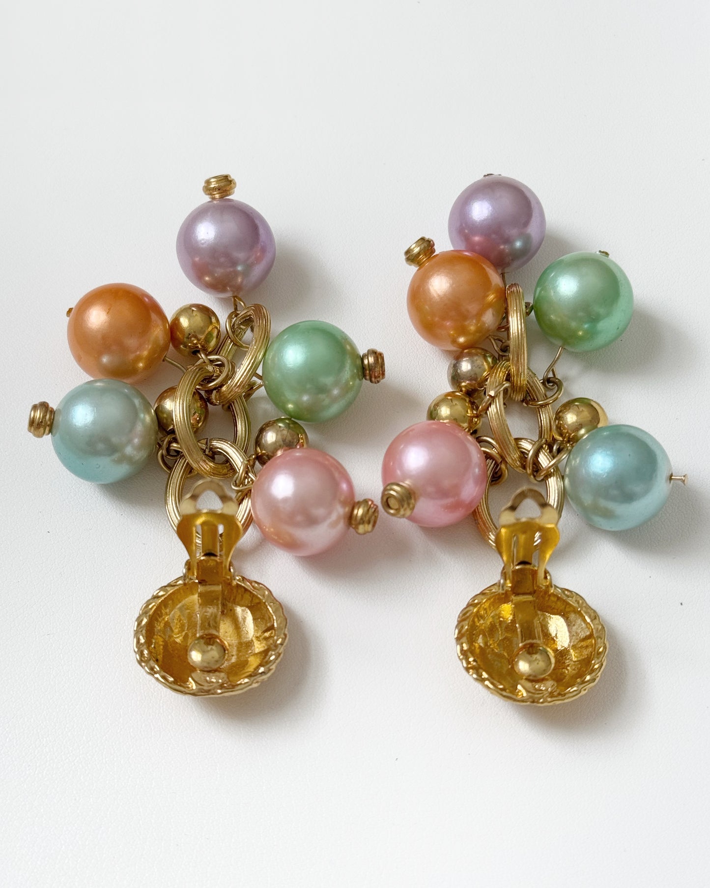 80s/90s Pastel Cluster Dangle Earrings