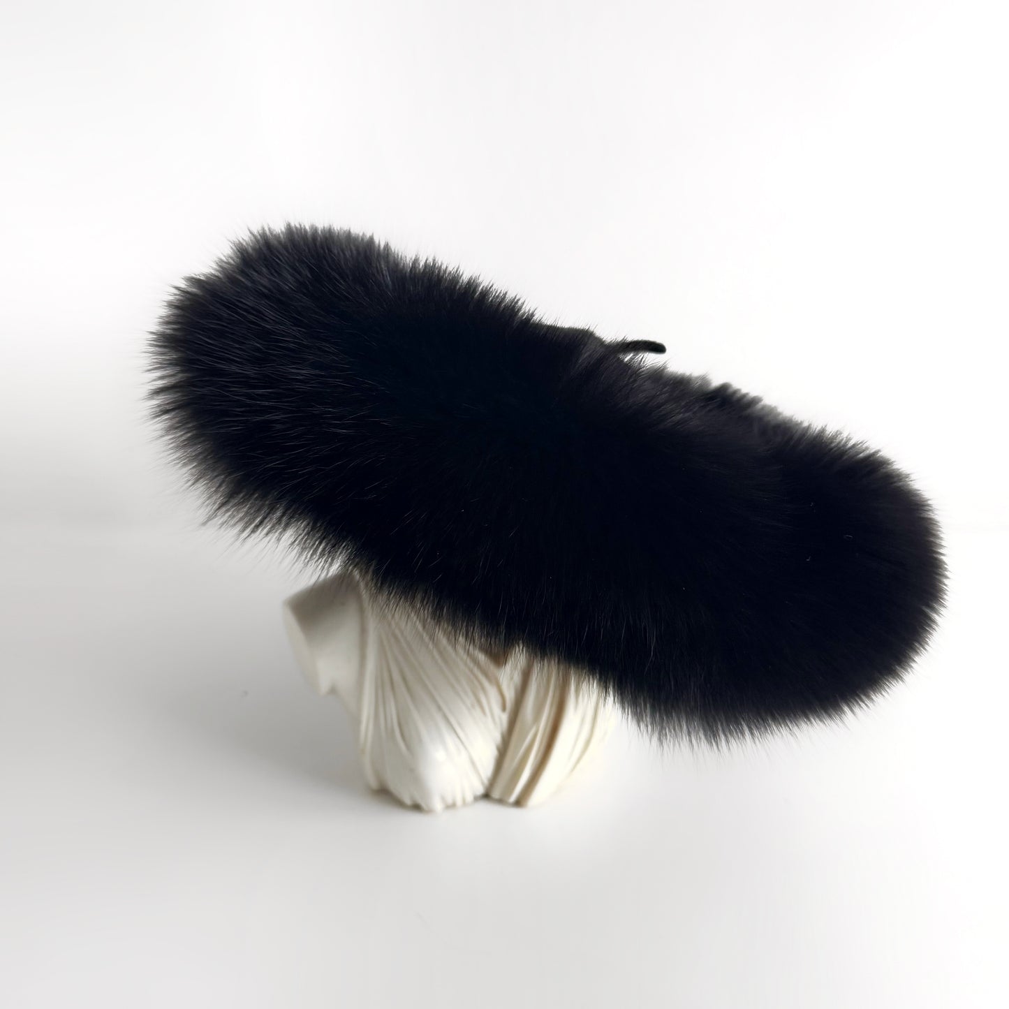 Wool and Genuine Fur Black Beret