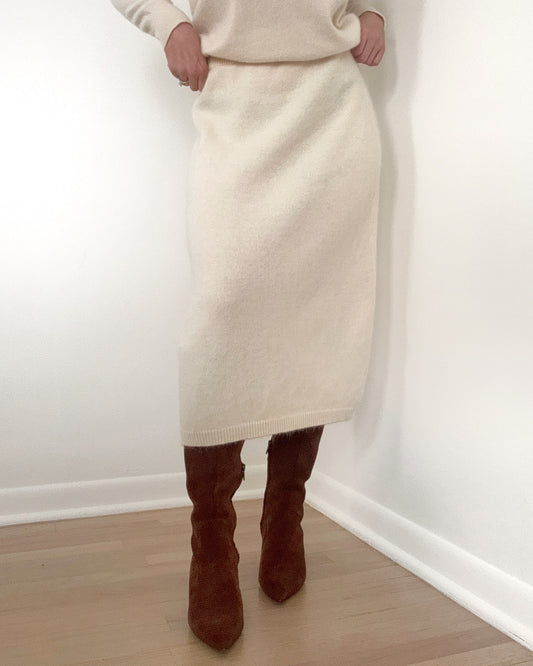 80s Wool Angora Midi Skirt