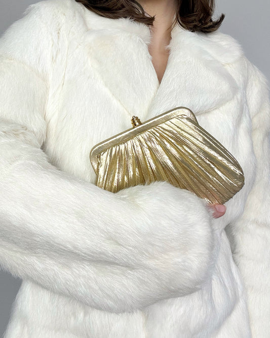 Champagne Gold Pleated Evening Bag