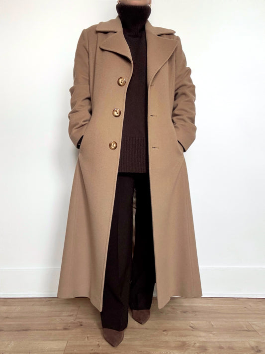 Fluerette Loro Piana Wool Maxi Top Coat in Camel