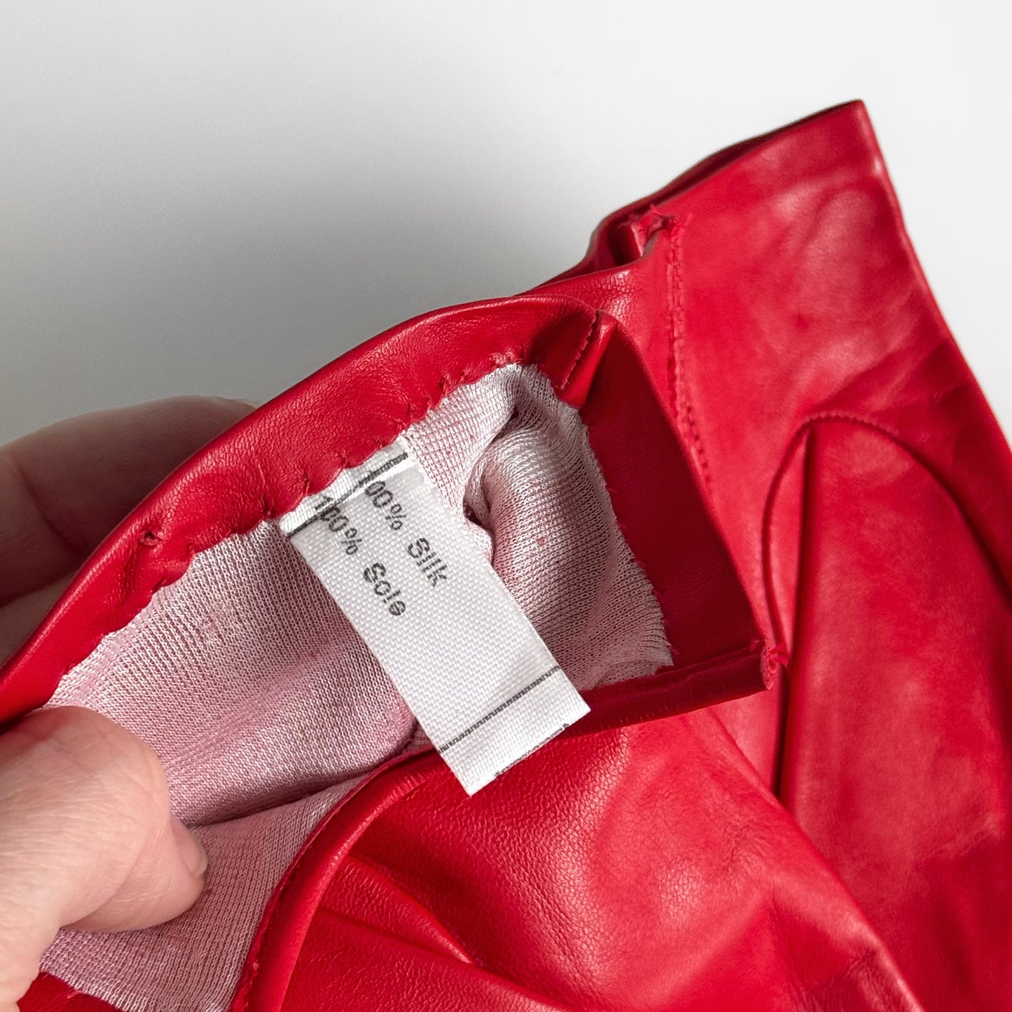 Genuine Leather Red Gloves