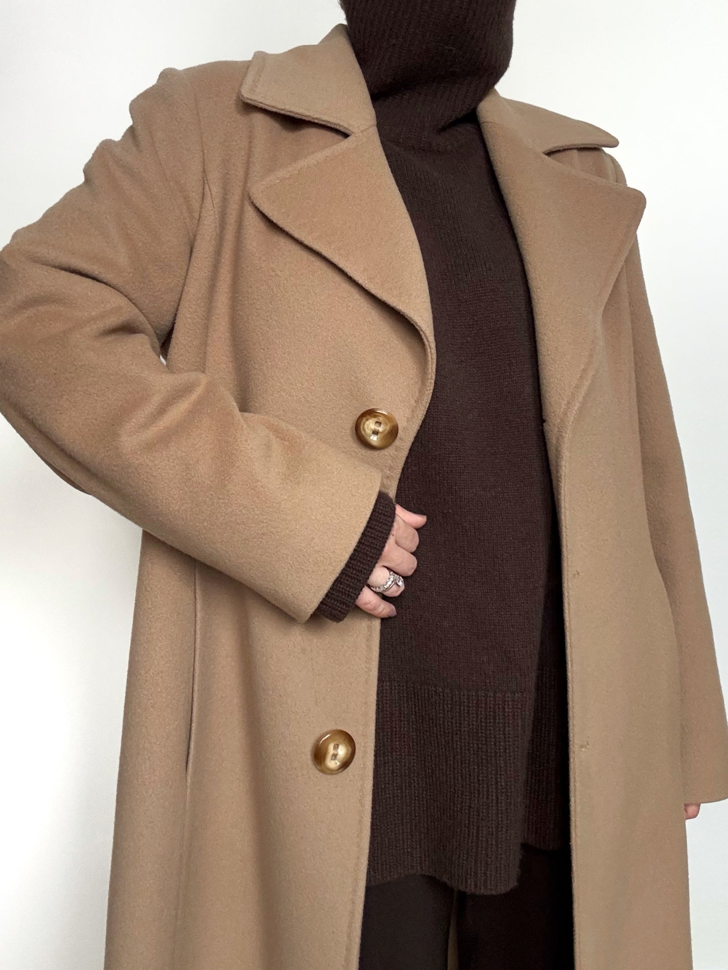 Fluerette Loro Piana Wool Maxi Top Coat in Camel