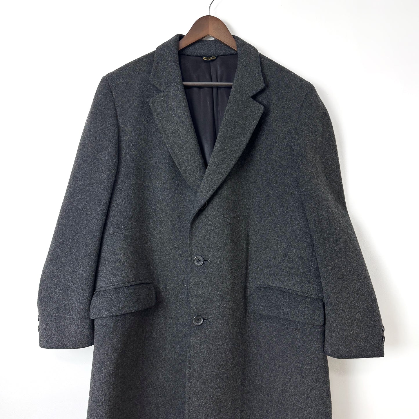 50s Structured Wool Top Coat in Charcoal