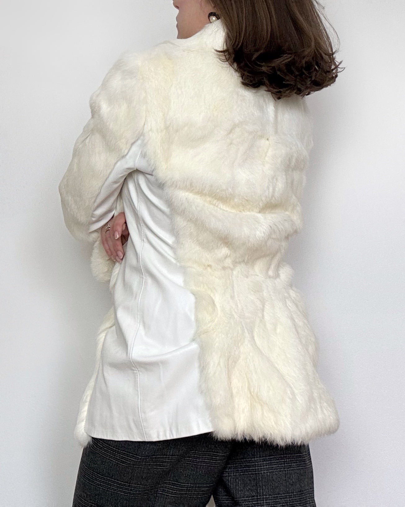 2010s Bebe Rabbit Fur Coat with Leather Panels