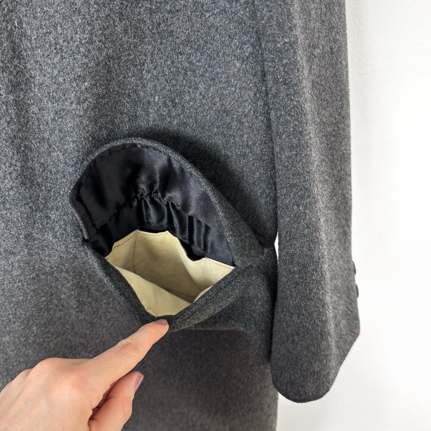 50s Structured Wool Top Coat in Charcoal