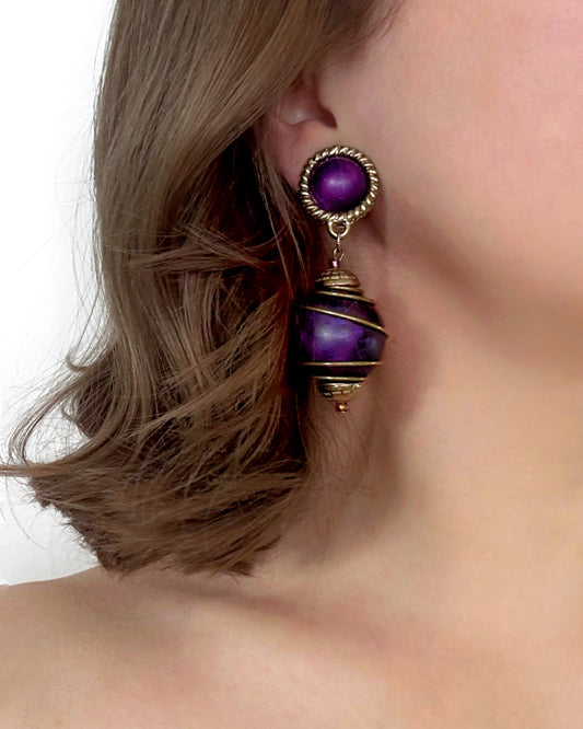 Royal Purple Clip Earrings