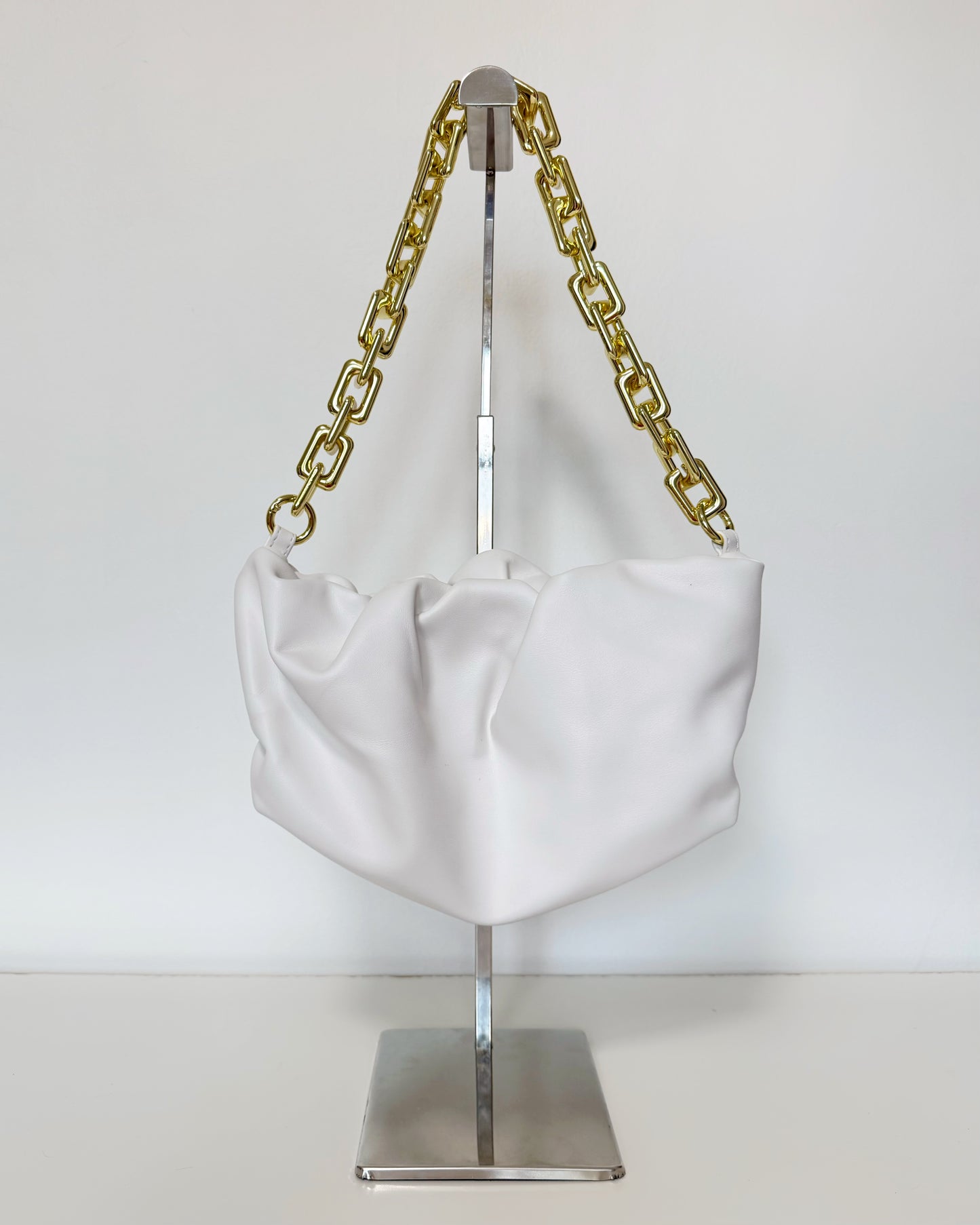 Pouch Shoulder Bag with Gold Chunky Chain