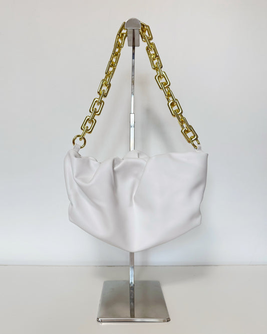 Pouch Shoulder Bag with Gold Chunky Chain