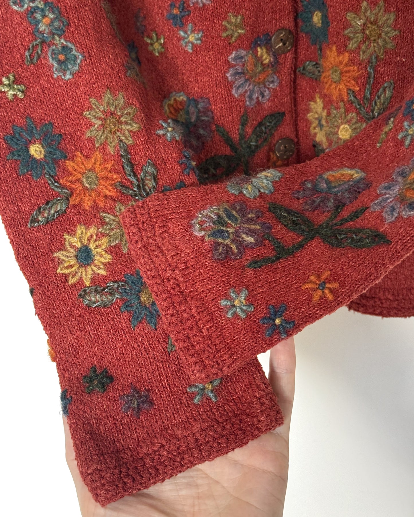 90s/00s Floral Embroidered Cardigan
