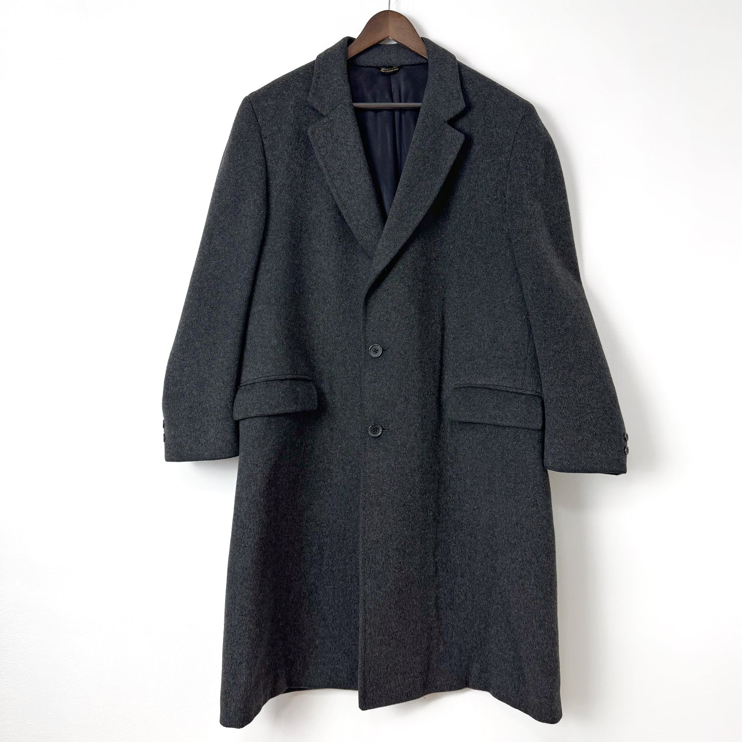 50s Structured Wool Top Coat in Charcoal